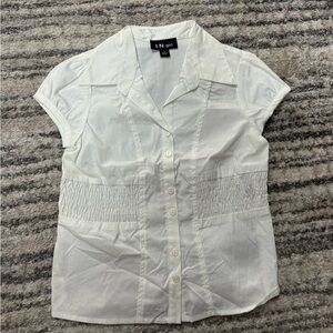 Girls white button down short sleeve shirt